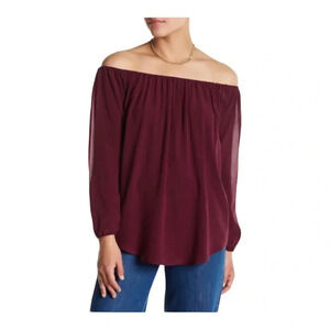 Chaser Silk Off-the-Shoulder Open‎ Sleeve Shirt NWT